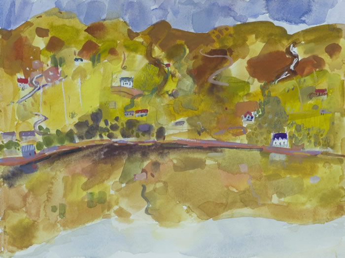 Reflection on loch broom watercolour